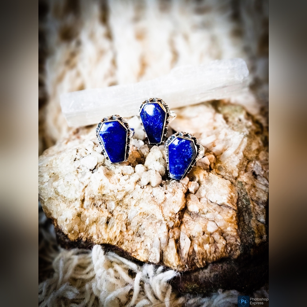 NWT LAPIS LAZULI COFFIN RING! SIZE 10